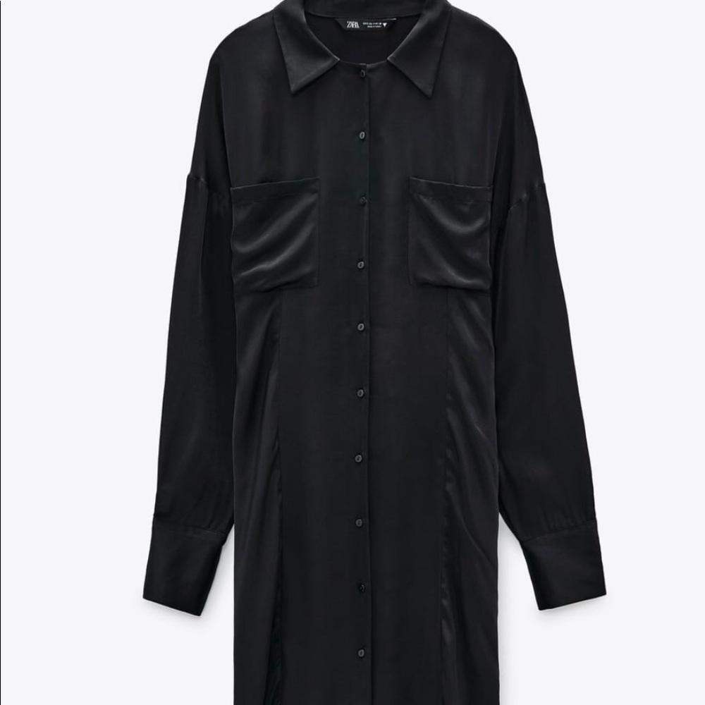 Satin Effect Shirt Dress